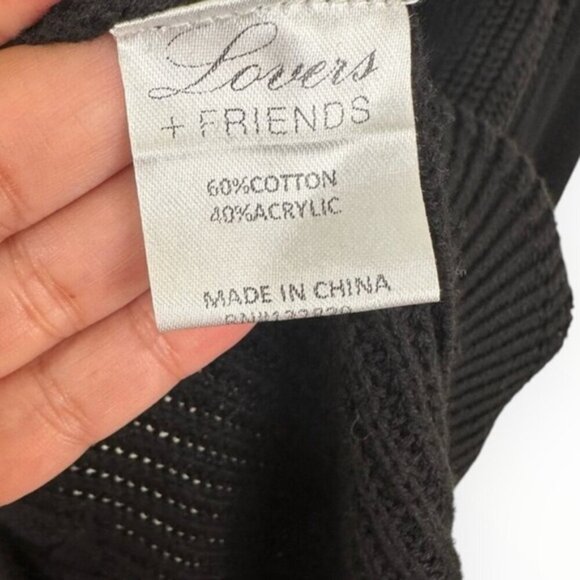 REVOLVE Lovers + Friends Black Sweater Dress Black Cotton Knit Lace Up Detail LS - Picture 7 of 7